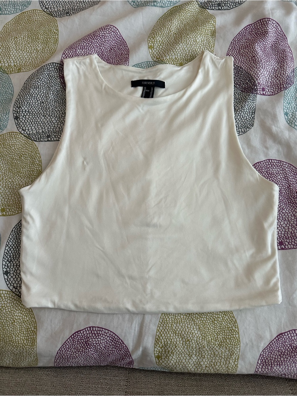 Forever 21 Cream Cropped Muscle Tank
